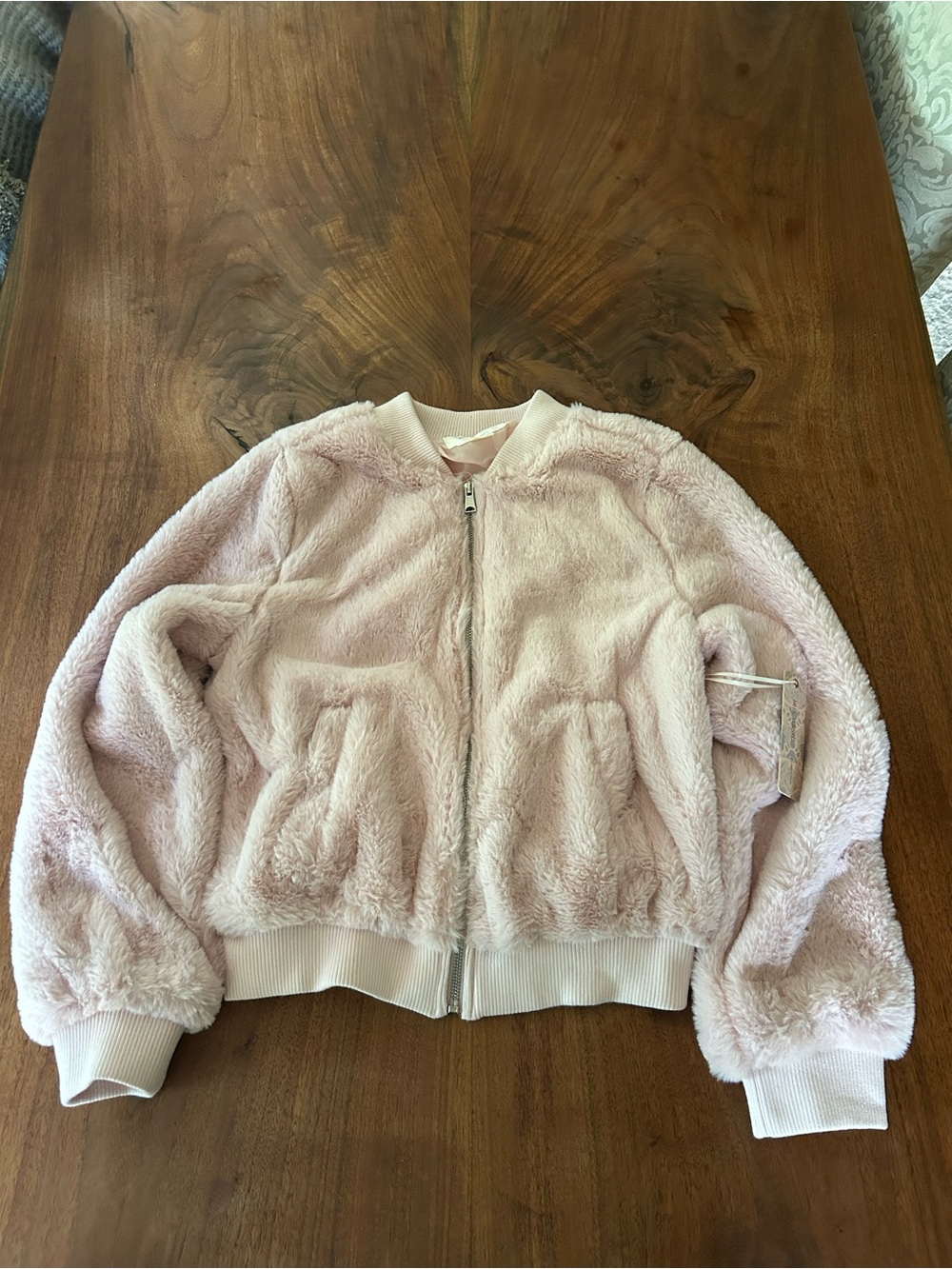 IRIS Plush Bomber Jacket in Light Pink